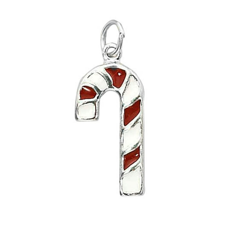 Candy Cane Charm Red and White Sterling Silver Candy Cane Charm Red and White Sterling Silver
