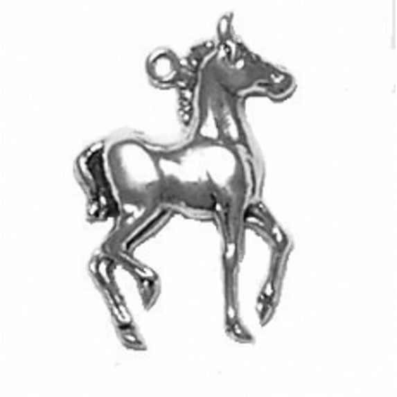 Sterling Silver 8" 4.5mm Charm Bracelet With Attached Small Walking Full Body Colt Horse Charm