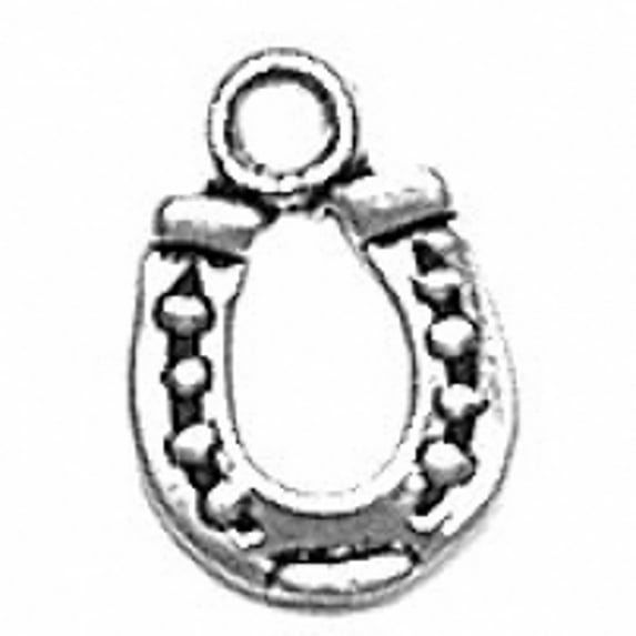 Sterling Silver 8" 4.5mm Charm Bracelet With Attached Thin Horseshoe With Round Details Charm