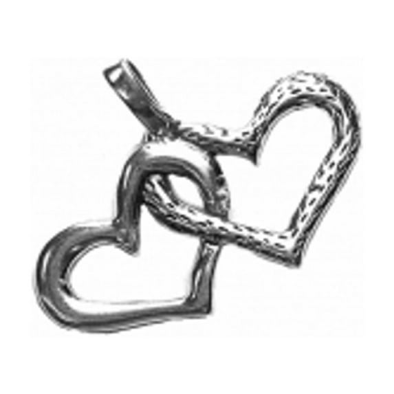 Sterling Silver 8" 4.5mm Charm Bracelet With Attached Two Hearts Linked Charm