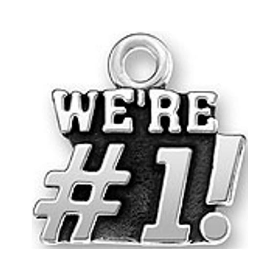 Sterling Silver 8" 4.5mm Charm Bracelet With Attached We Are Number One "WE'RE #1" Word Charm