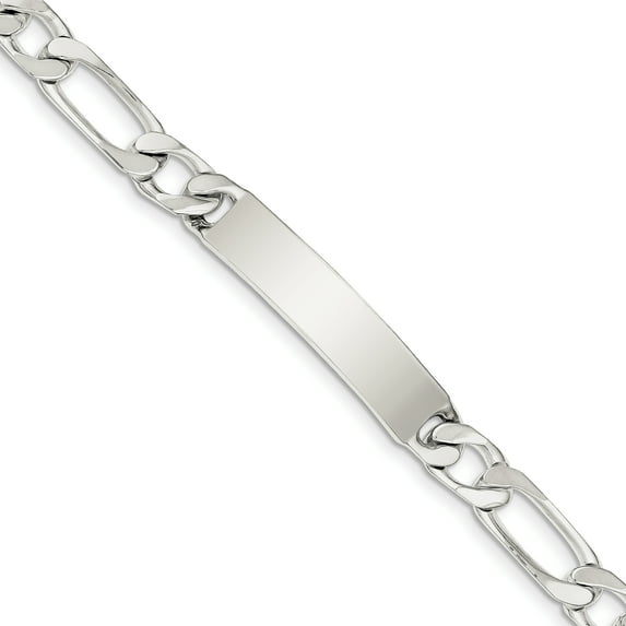 Sterling Silver 8.5inch Polished Engraveable Figaro Link ID Bracelet