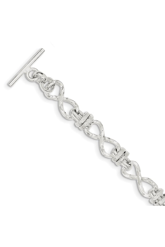 Sterling Silver 8.75inch Polished Fancy Link Toggle Bracelet