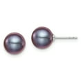 thumbnail image 1 of Sterling Silver 8-9mm Black Freshwater Cultured Round Pearl Stud Earrings Sterling Silver Earrings, 1 of 1