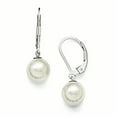 thumbnail image 1 of Sterling Silver 8-9mm Round White Shell Bead Leverback Earrings, 1 of 2
