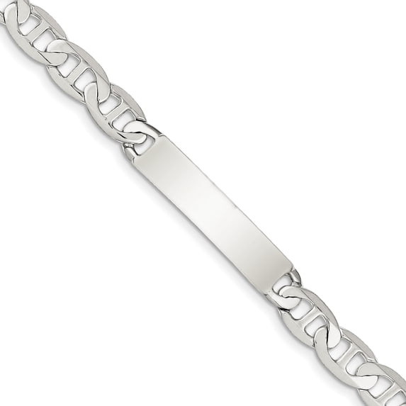 Sterling Silver 8inch Polished Engraveable Anchor Link ID Bracelet