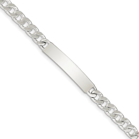 Sterling Silver 8inch Polished Engraveable Curb Link ID Bracelet QID133
