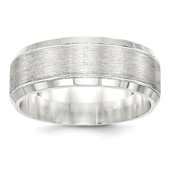 Sterling Silver 8mm Brushed Fancy Band Ring Size 9