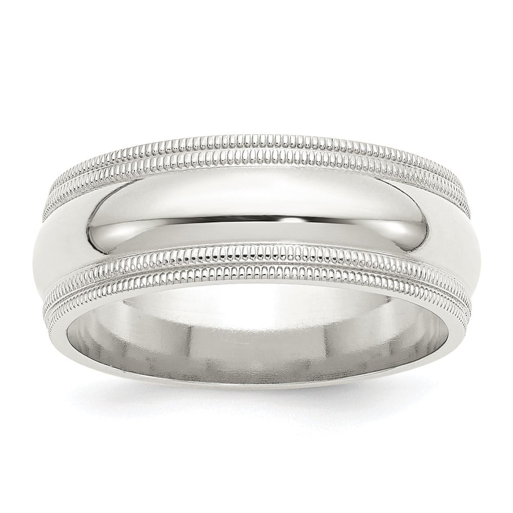 Steel Nation Men's 8mm Stainless Steel Double Milgrain Wedding Band Ring - Milgrain Edge Design