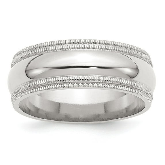 Sterling Silver 8mm Comfort Fit Double Milgrain Size 11 Band