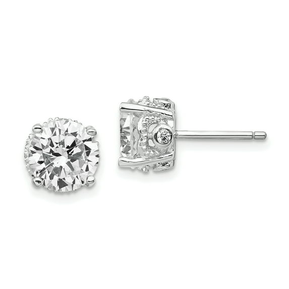 Sterling Silver 8mm Cubic Zirconia Stud Earrings