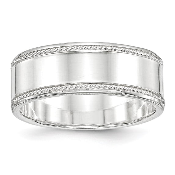 Sterling Silver 8mm Designed Edge Band