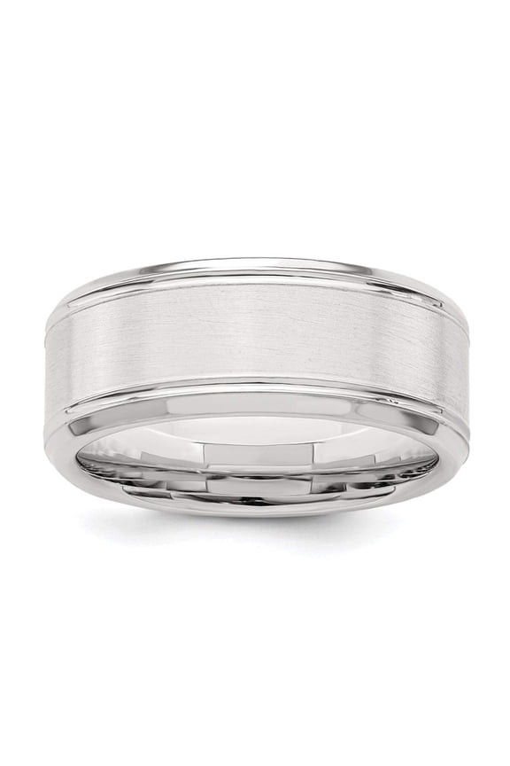 925 Sterling Silver Beveled Edge 8mm Brushed Fancy Band Ring Size 10 - Jewelry Gift for Mom