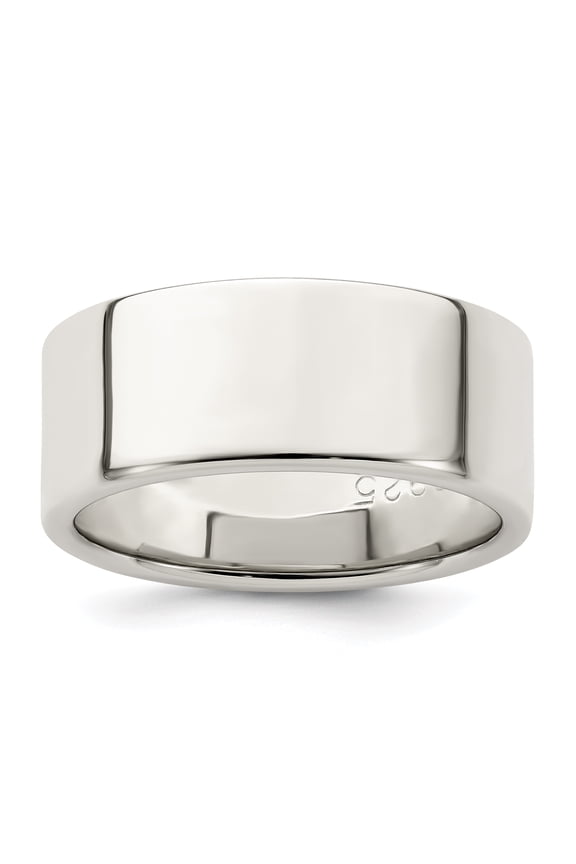 925 Sterling Silver Polished Flat Band Lightweight 8mm Flat Size 9 Band Ring Ring for Women and Men