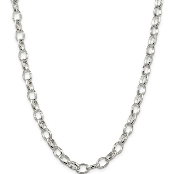 Sterling Silver 8mm Fancy Rolo Chain (24 X 8) Made In Italy qfc89-24