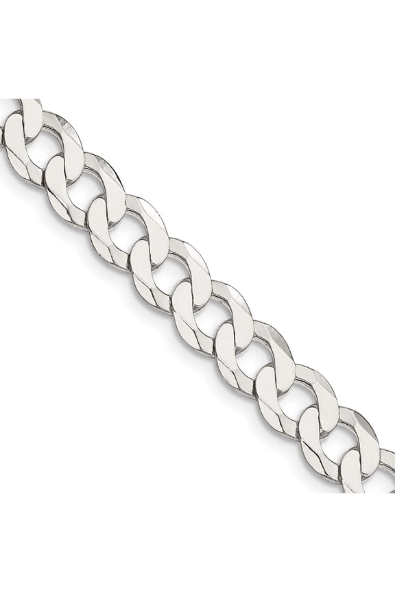 Sterling Silver 8mm Flat Curb Chain (30 X 8) Made In Italy qlb200-30