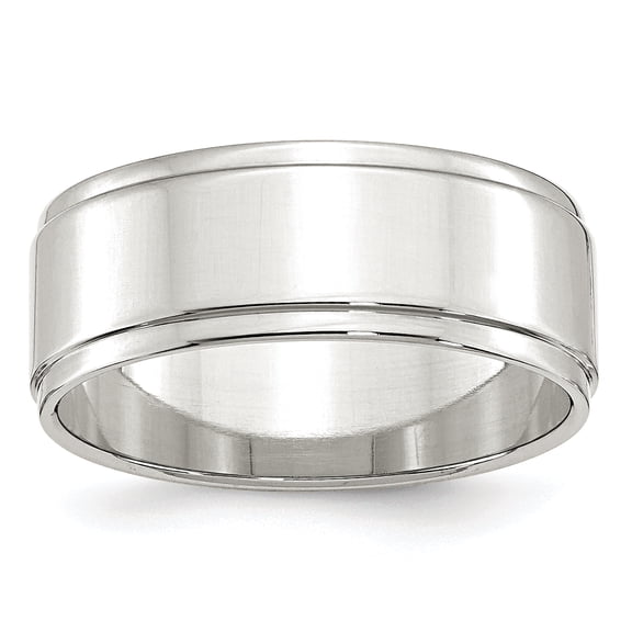925 Sterling Silver Polished Flat Band 8mm-Flat With Step Edge Size 12.5-Band Ring -  Jewelry Gift for Mom
