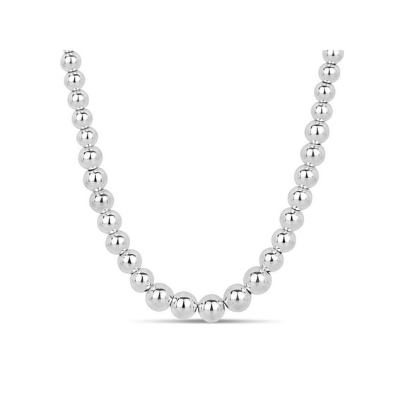 Sterling Silver 8mm Graduated Bead Necklace, 18"