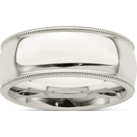 Sterling Silver 8mm Milgrain Comfort Fit Band (Size 11) Made In United States qcfm080-11