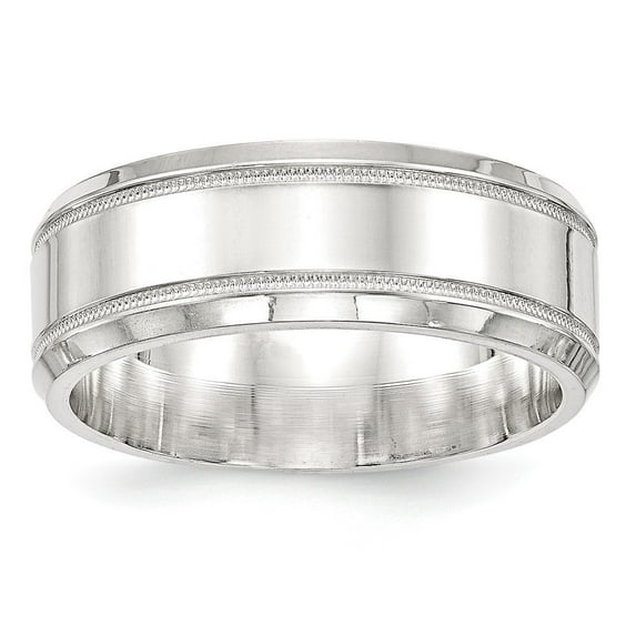 Sterling Silver 8mm Polished Fancy Band Ring Size 9