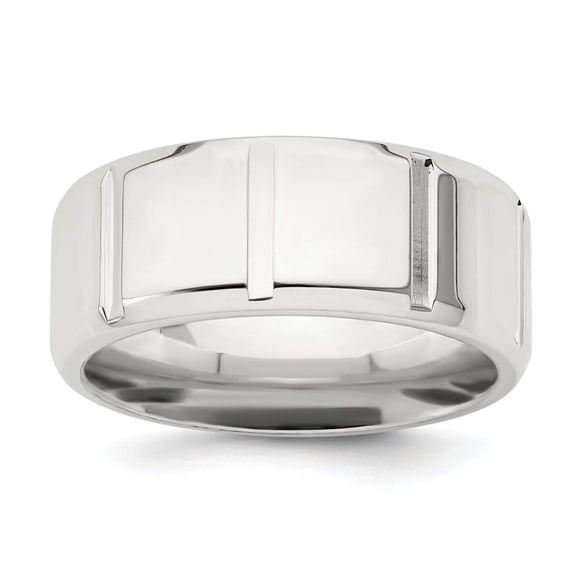 925 Sterling Silver 8mm Polished Fancy Band Ring Size 9.5 - Jewelry Gift for Mom