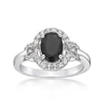 thumbnail image 1 of Sterling Silver 8x6 Oval Black Onyx Ring with White Topaz Size 7, 1 of 4