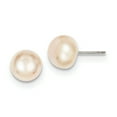 thumbnail image 1 of Sterling Silver 9-10mm Peach Freshwater Cultured Pearl Button Earrings, 1 of 3
