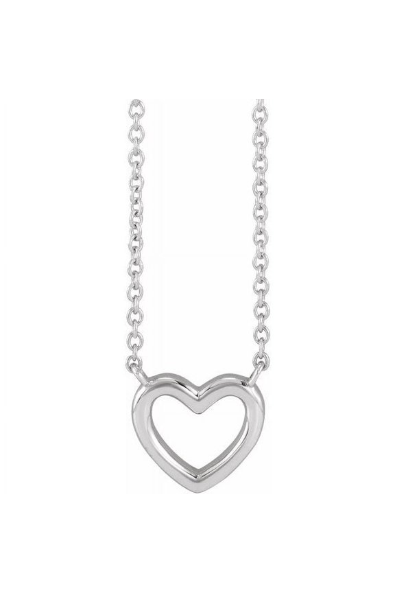 Sterling Silver 9.18 X 8.9 Mm 18 In Polished Heart Necklace