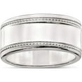 thumbnail image 1 of Sterling Silver 9.5mm Designed Edge Band (Size 7) Made In India qdeb095-7, 1 of 6