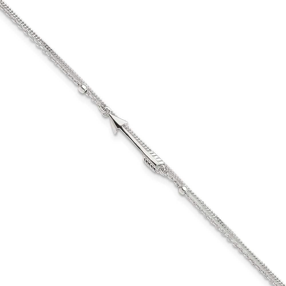 Finest Gold Sterling Silver 2-strand Arrow 9 in. Plus 1 in. Extender - Total 10 in. Anklet
