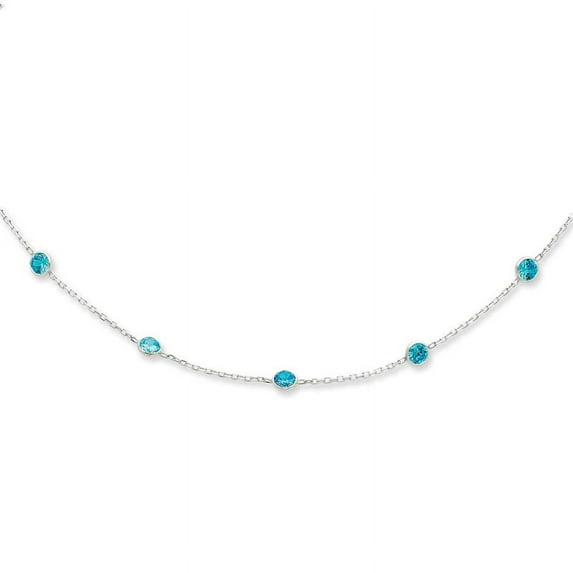 FJC Finejewelers Sterling Silver Aqua Cubic Zirconia Necklace