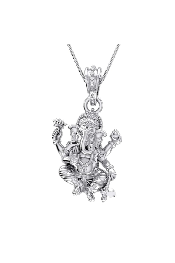 Sterling Silver (92.5% purity) God Ganesh Pendant for Men & Women Pure Silver Lord Ganapathy Locket for Good Health & Wealth INCLUDING Silver Chain