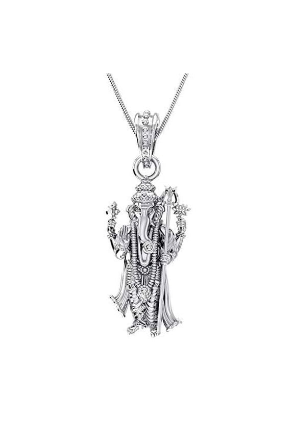 Sterling Silver (92.5% purity) God Ganesh Pendant for Men & Women Pure Silver Lord Ganapathy Locket for Good Health & Wealth INCLUDING Silver Chain