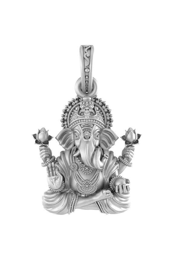 Sterling Silver (92.5% purity) God Ganesh Pendant for Men & Women Pure Silver Lord Ganapathy Locket for Good Health & Wealth INCLUDING Silver Chain