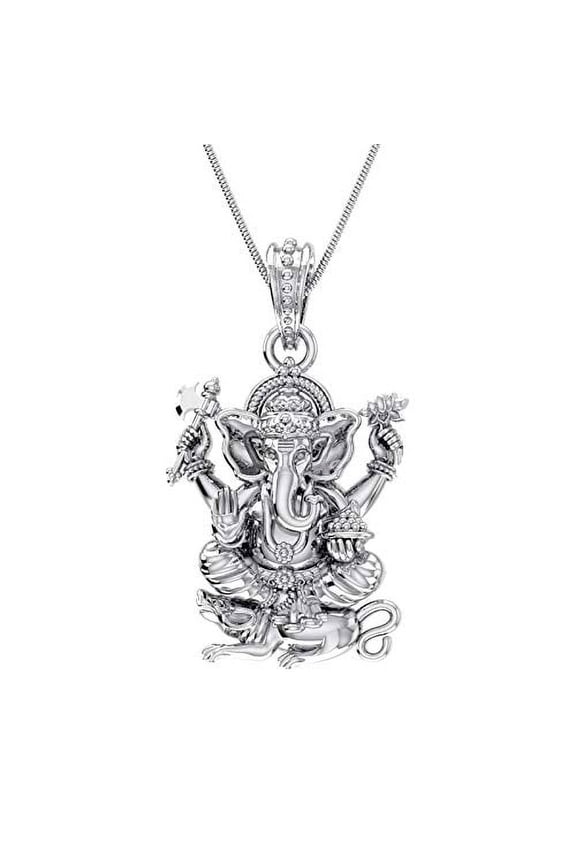 Sterling Silver (92.5% purity) God Ganesh Pendant for Men & Women Pure Silver Lord Ganapathy Locket for Good Health & Wealth INCLUDING Silver Chain