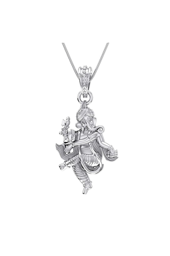 Sterling Silver (92.5% purity) God Ganesh Pendant for Men & Women Pure Silver Lord Ganapathy Locket for Good Health & Wealth INCLUDING Silver Chain