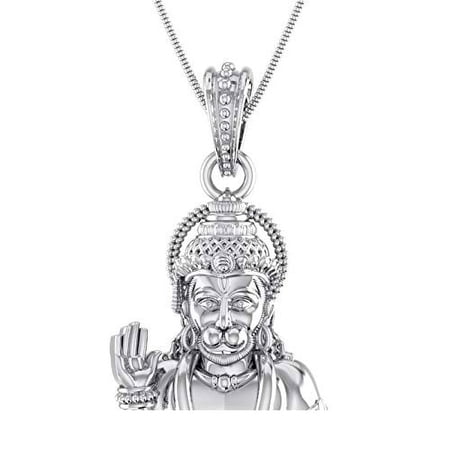 Sterling Silver (92.5% purity) God Hanuman Pendant for Men & Women Pure Silver Lord Bajrang Bali Locket for Good Health & Wealth INCLUDING Silver Chain