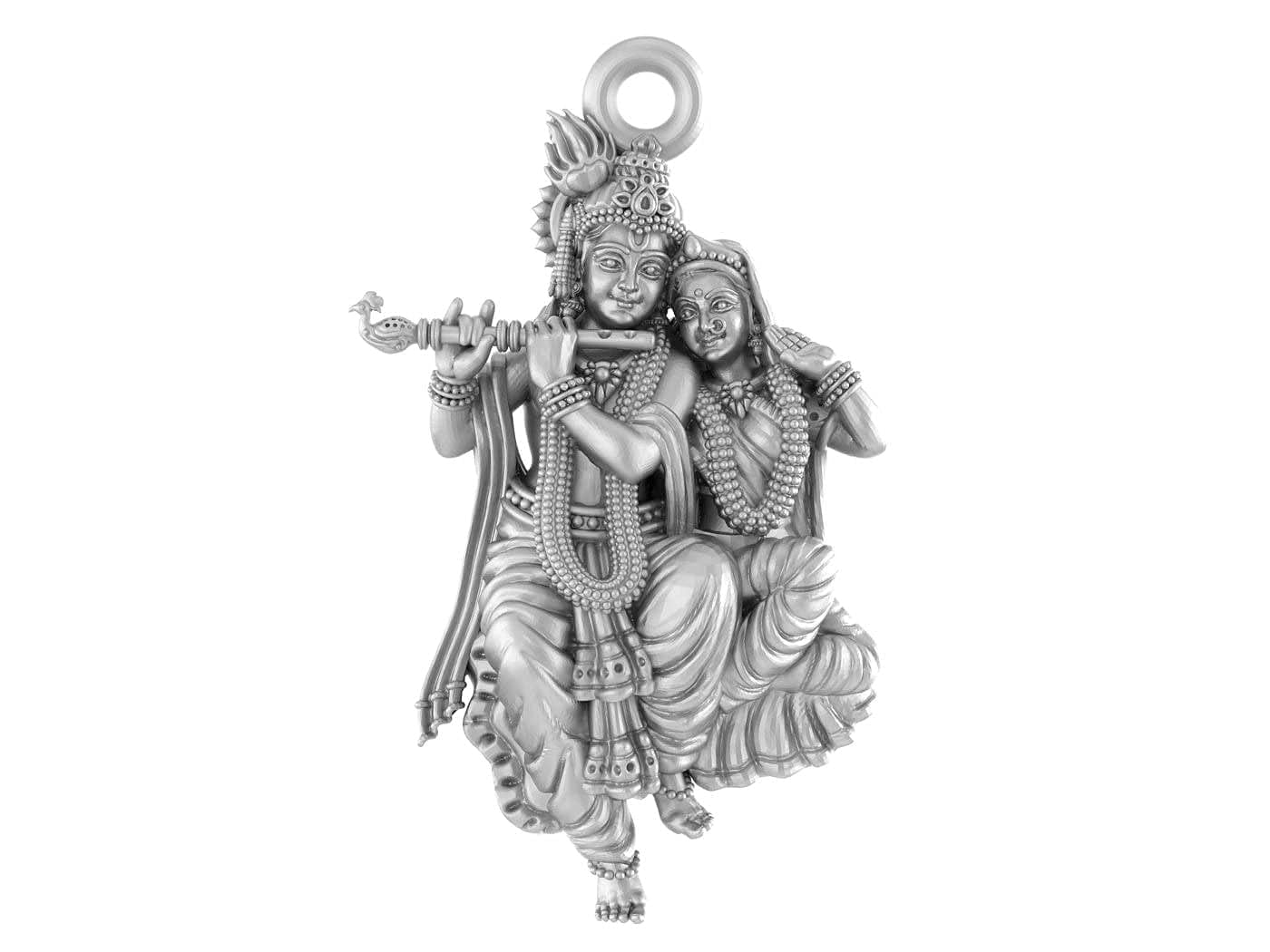 Ciondolo In Argento Sterling 925 – Con Incisione Di Dio Krishna/Bal Gopal/Radha Krishna, Per Uomini E Donne