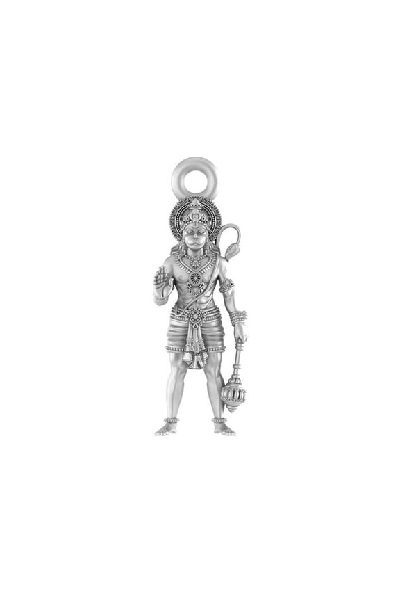 Sterling Silver (92.5% purity) God Ram Bhakat Hanuman Pendant for Men & Women Pure Silver Bhagwan Shri Ram and Hanuman Locket for Good Health & Wealth INCLUDING Silver Chain