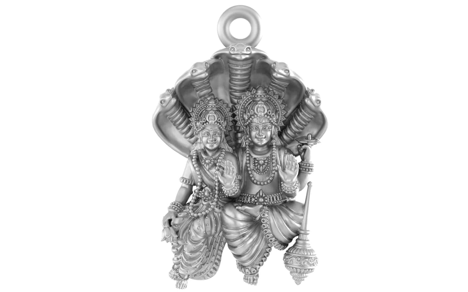 Sterling Silver (92.5 purity) God Vishnu/Vishnu Laxmi Pendant for Men