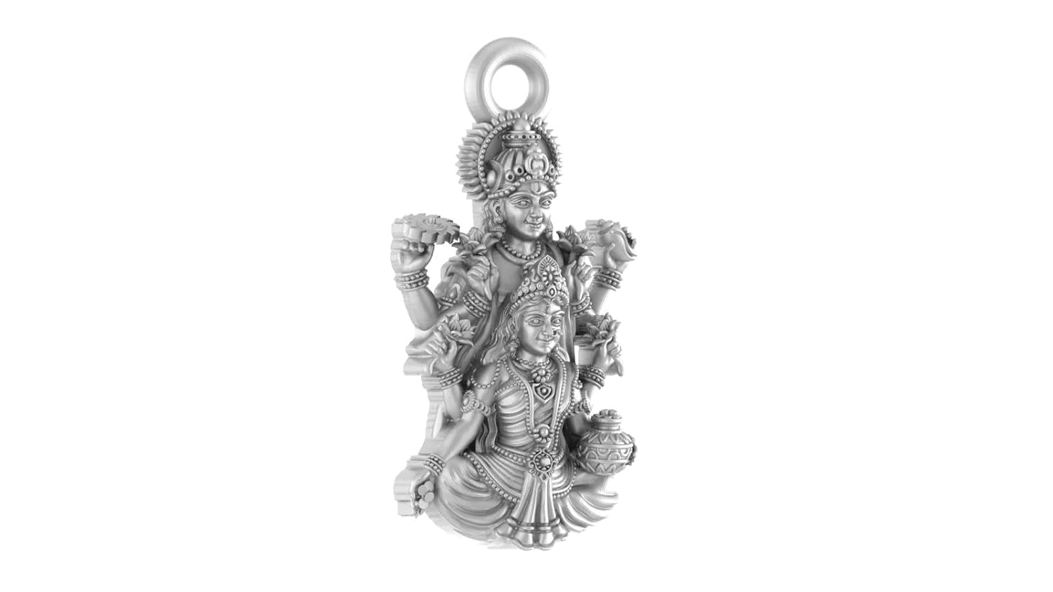 Sterling Silver (92.5 purity) God Vishnu/Vishnu Laxmi Pendant for Men