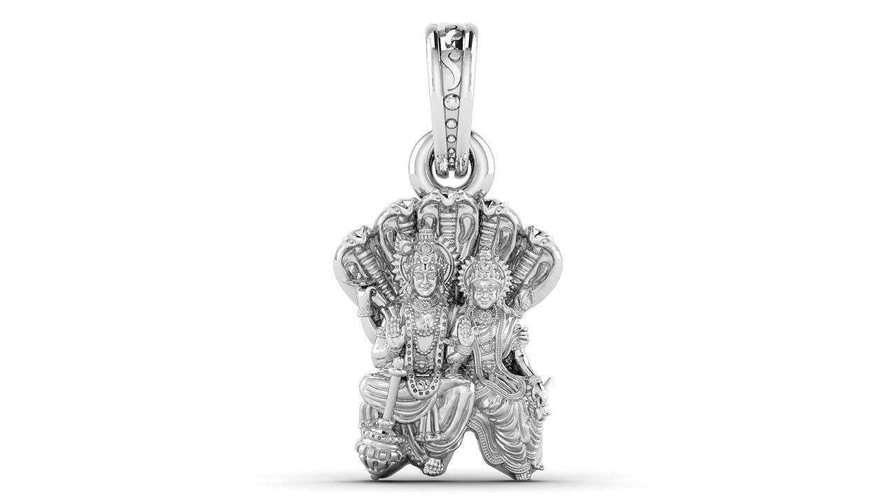 Sterling Silver (92.5 purity) God Vishnu/Vishnu Laxmi Pendant for Men