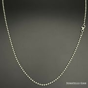 DONATELLO GIAN Sterling Silver 925 Bead Ball Chain 2MM, 16"-24", Diamond Cut Bead Ball Chain Necklace, Italian Made Sterling Silver 925 Unisex Chain