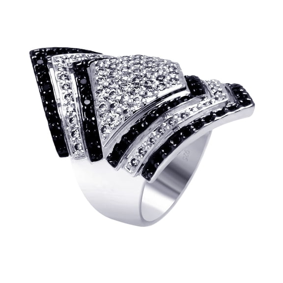 Sterling Silver 925 Black Rhodium Plated Diamond-Shaped Ring White CZ Jewelry Female Size 7