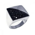 thumbnail image 1 of Sterling Silver 925 Black Rhodium Plated Half Black Cubic Zirconia Square Ring Jewelry Female Size 6, 1 of 4