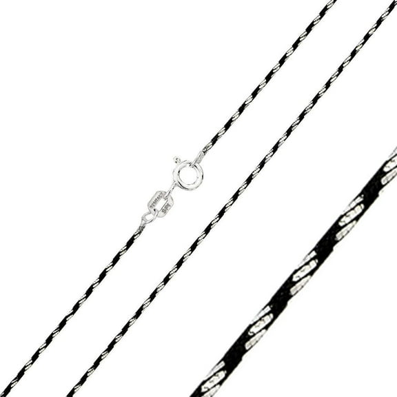 Sterling Silver 925 Black Rhodium Plated Round Snake DC 020 Chain Italy 20" Jewelry Female Unisex