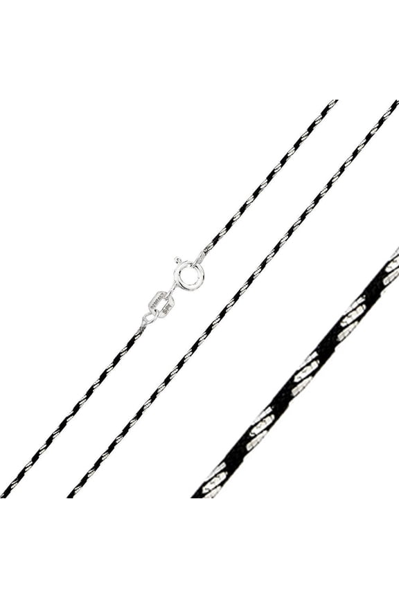 Sterling Silver 925 Black Rhodium Plated Round Snake DC 020 Chain Italy 20" Jewelry Female Unisex
