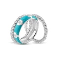 thumbnail image 1 of Sterling Silver 925 Blue Enamel Flower Stackable Wedding Ring Set White Cubic Zirconia Female Size 5, 1 of 4