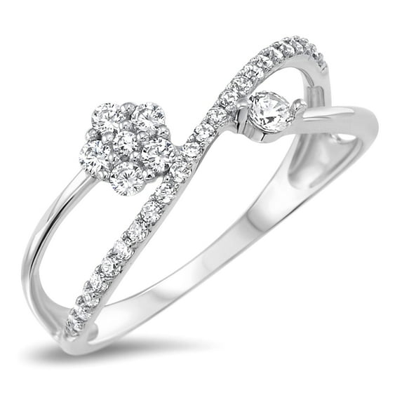 Sterling Silver 925 Chic Curve Flower Ring