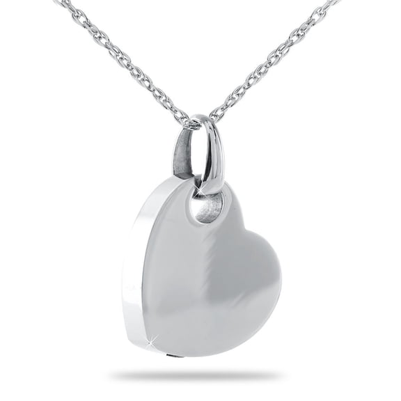 Sterling Silver .925 Cremation Heart 5/8 inch Pendant with 18 inch Necklace